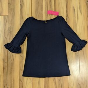 NWT! Lilly Pulitzer Waverly Ruffle Top True Navy Size XS